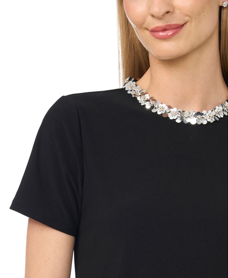 Women's Short-Sleeve Sequin Crewneck T-Shirt