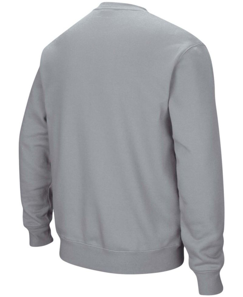 Men's Heather Gray Brown Bears Arch Logo Tackle Twill Pullover Sweatshirt