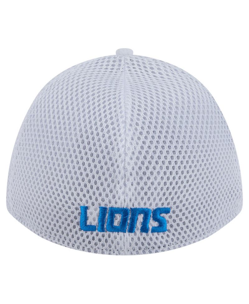 Men's White/Blue Detroit Lions Dash 39THIRTY M-Crown Flex Hat