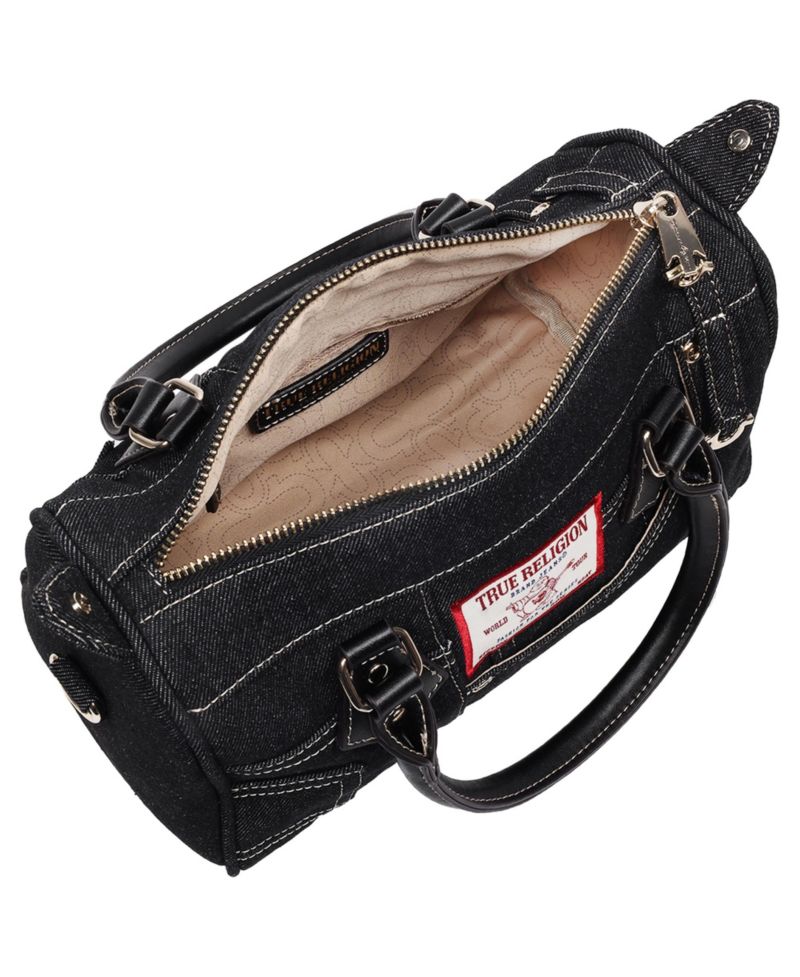 Denim Heritage Satchel with Top Handles & Crossbody Strap