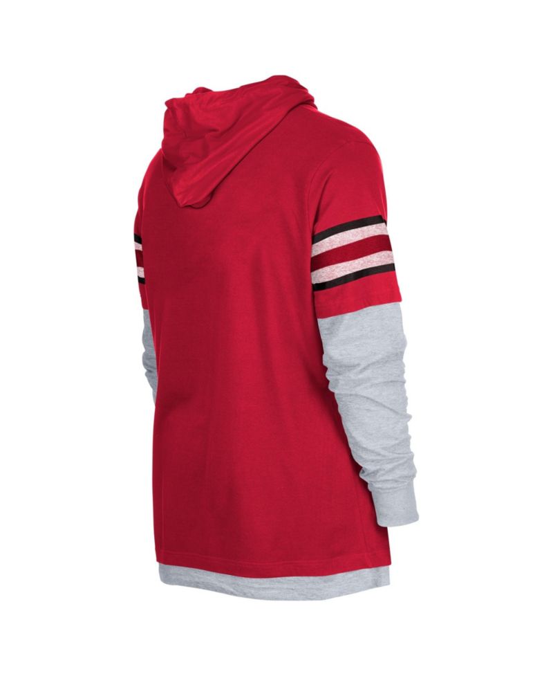 Men's Cardinal Arizona Cardinals Twofer Long Sleeve Hooded T-Shirt