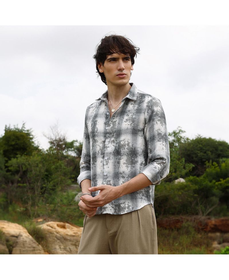 Men's Moon Grey Splash Check Shirt
