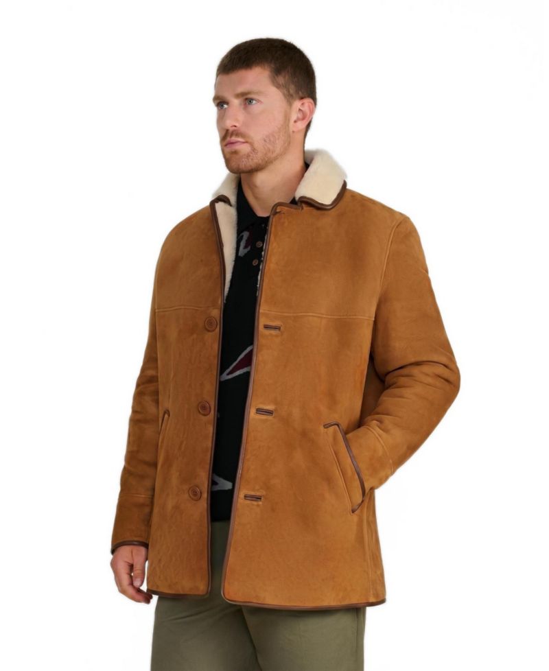 Big & Tall Harrison Whisky Suede Shearling Coat