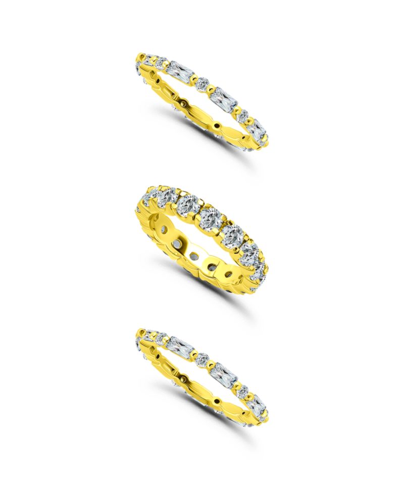 Macy's (8 1/20 ct.t.w) 3Pc. Set- 2- 4x2mm Baguette 2mm Round Cubic Zirconia Ring