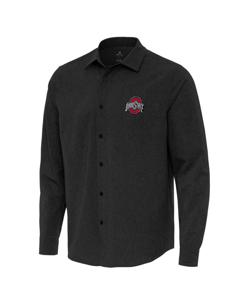 Men's Black Ohio State Buckeyes Exposure Woven Long Sleeve Button-Up Shirt