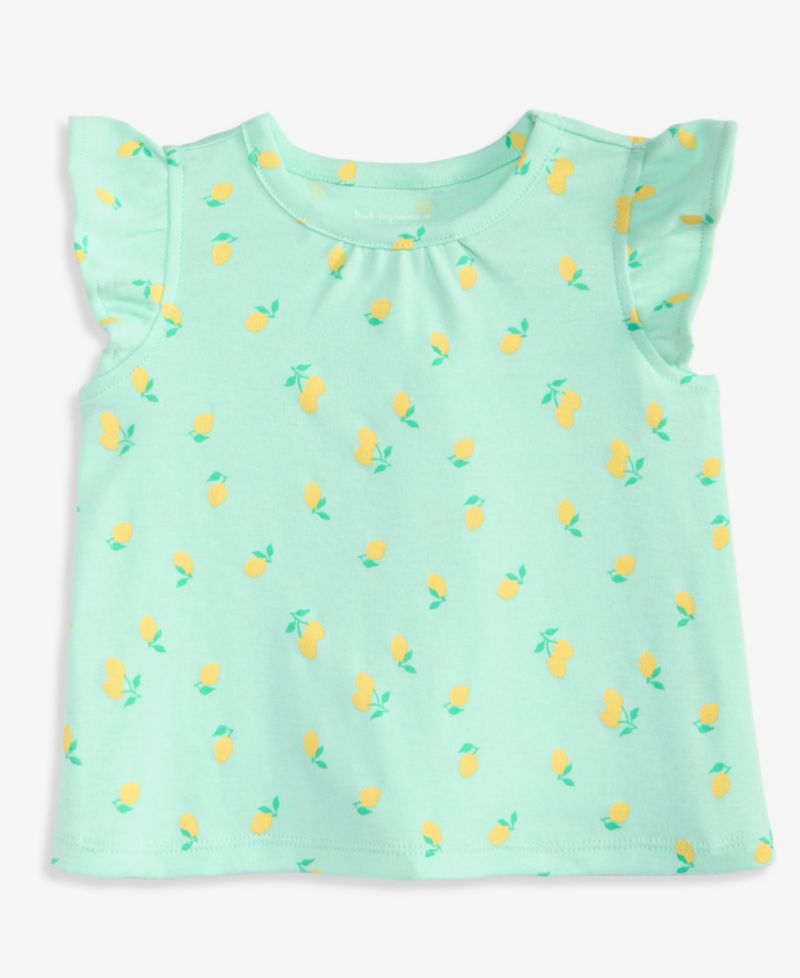 Baby Girls' 3M-24M Mix and Match Lemon-Print Flutter-Sleeve T-Shirt