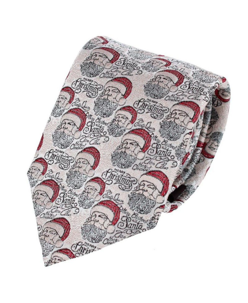Men's Santa Claus Is Watching Silk Tie and Pocket Square Bundle