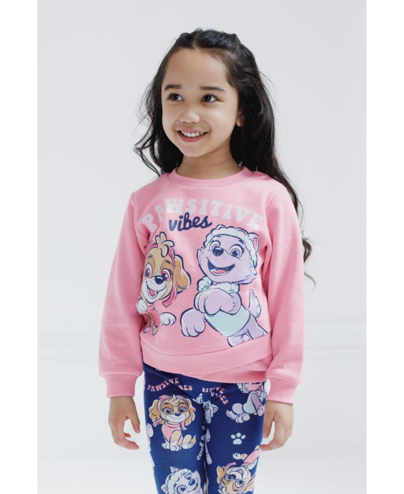 Little Girls Crossover Fleece Sweatshirt and Leggings Outfit Set