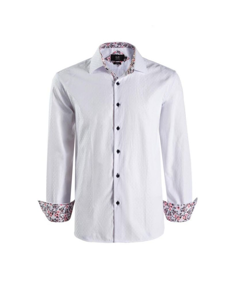 Men's Slim Fit Jacquard Dot Button-Down Shirt