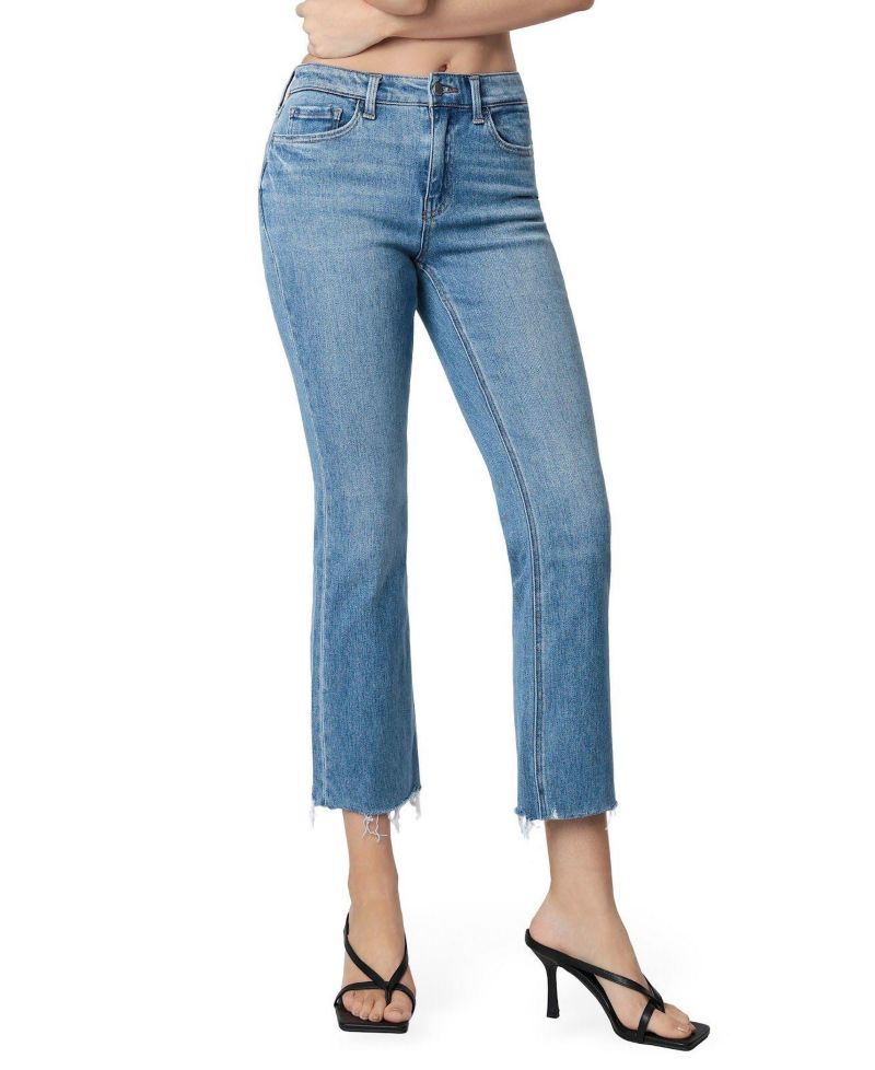 Women's High Rise Distressed Hem Kick Flare Jeans