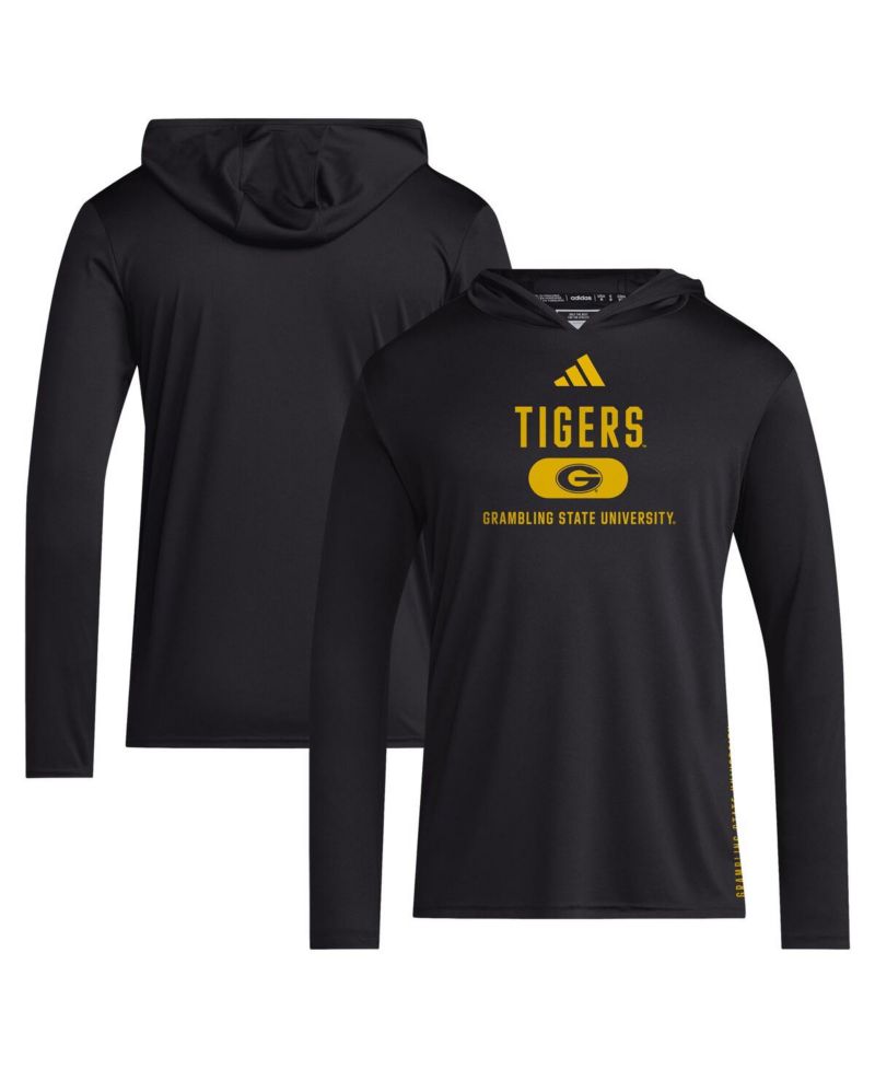Men's Black Grambling Tigers 2024 Sideline Hooded Long Sleeve T-Shirt