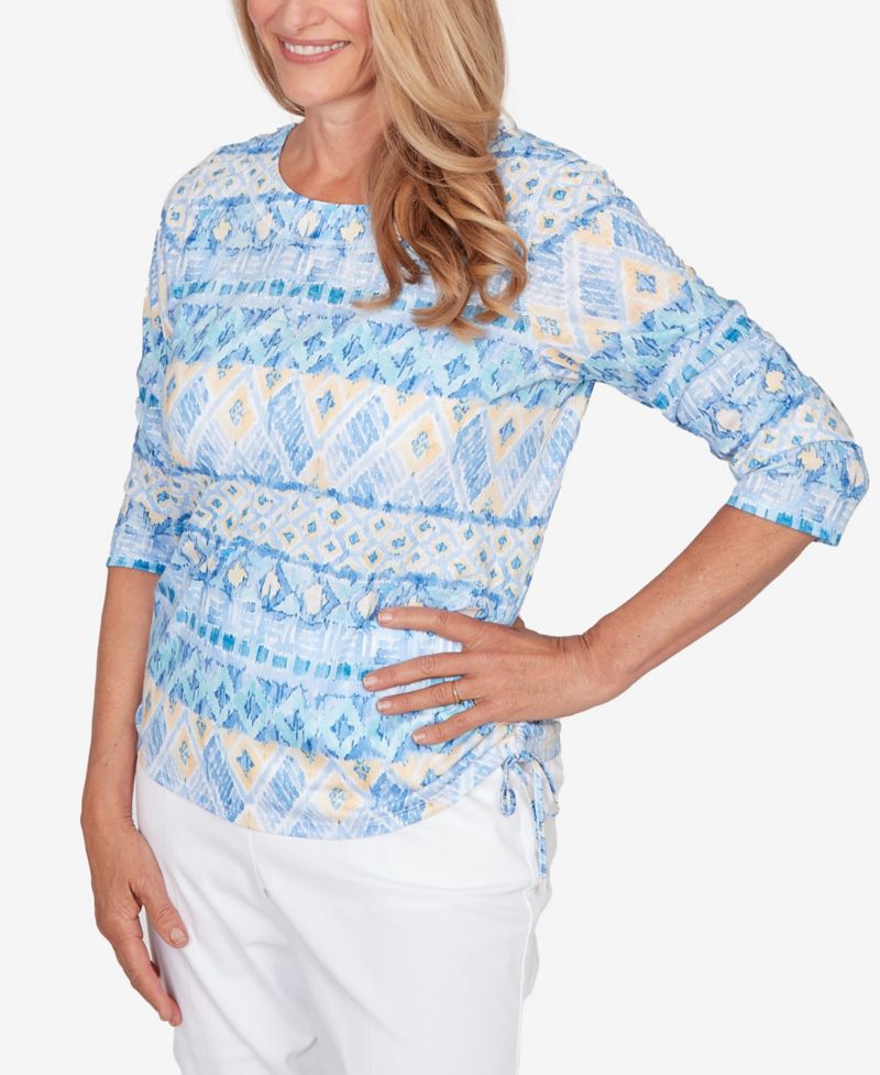 Women's Classic Ikat Biadere Tie Ruched Top