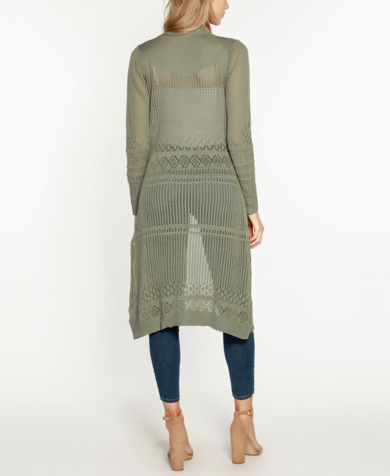Women's Pointelle-Stitch Duster Cardigan Sweater