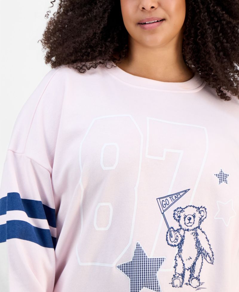 Trendy Plus Size Fleece Crewneck Sweatshirt