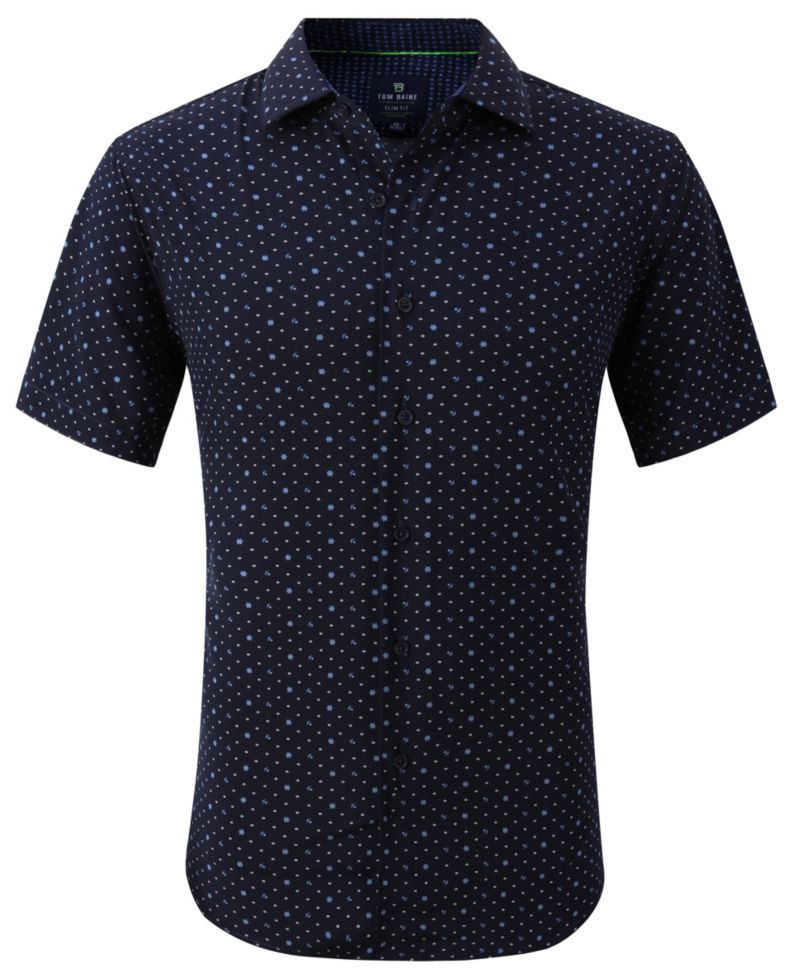Men's Slim Fit Short Sleeve Performance Button Down Dress Shirt