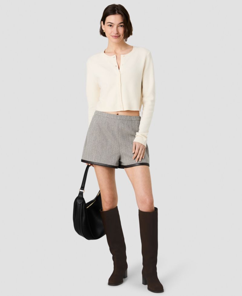 Women's Speckled Herringbone Mid-Rise Shorts