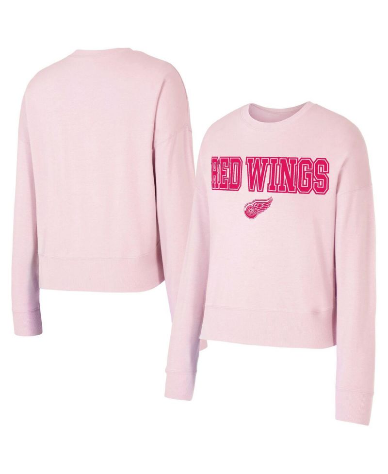 Women's Pink Detroit Red Wings Tonal Pullover Tri-Blend Sweatshirt
