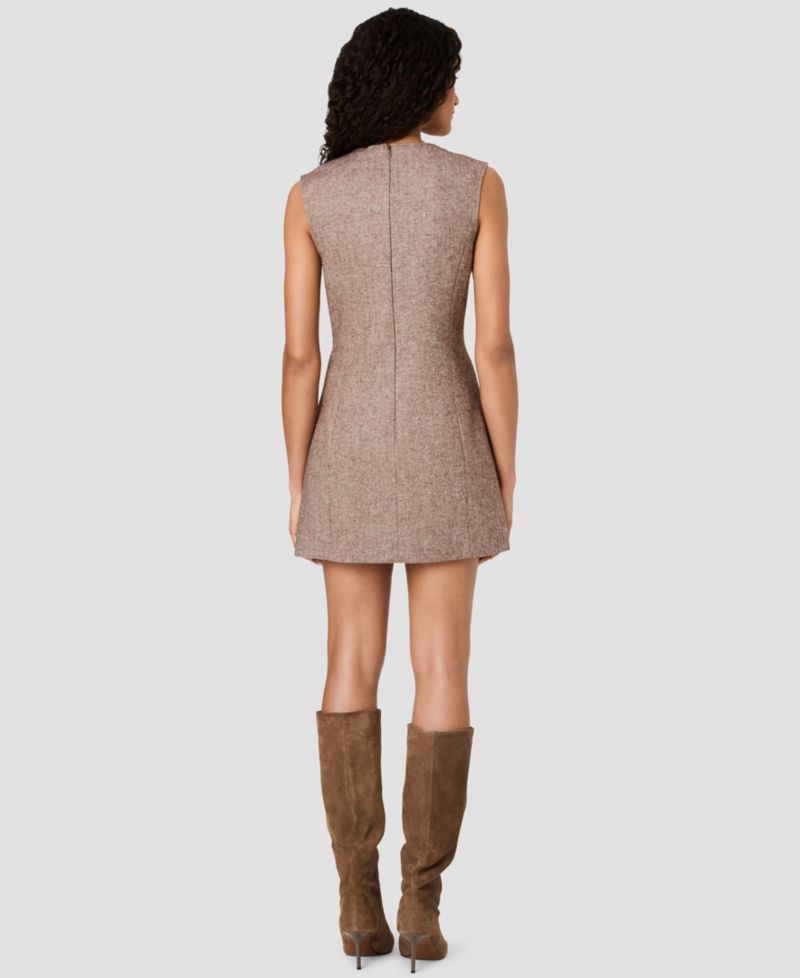 Women's Herringbone Sleeveless A-Line Mini Dress