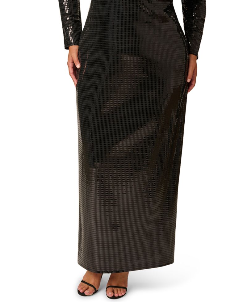 Plus Size Sequin Open-Back Cutout Long Dress