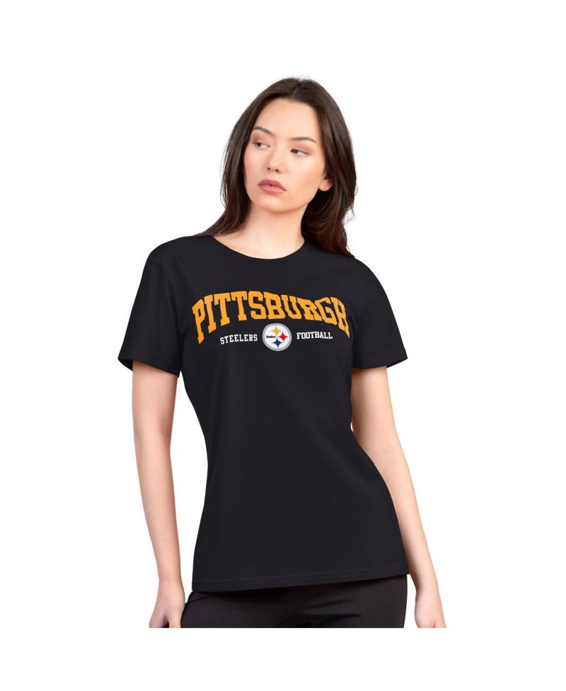 Women's Black Pittsburgh Steelers Super-Slim Lightweight Winning Crew T-Shirt