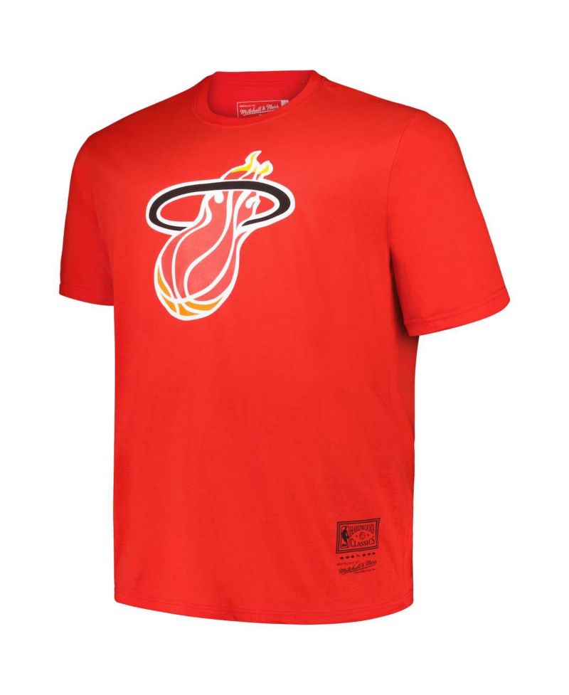 Men's Red Miami Heat Big & Tall Hardwood Classics Vintage-like Logo T-Shirt