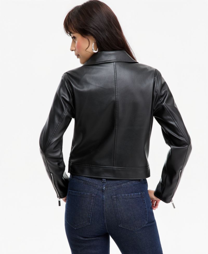 Women's Faux-Leather Moto Jacket