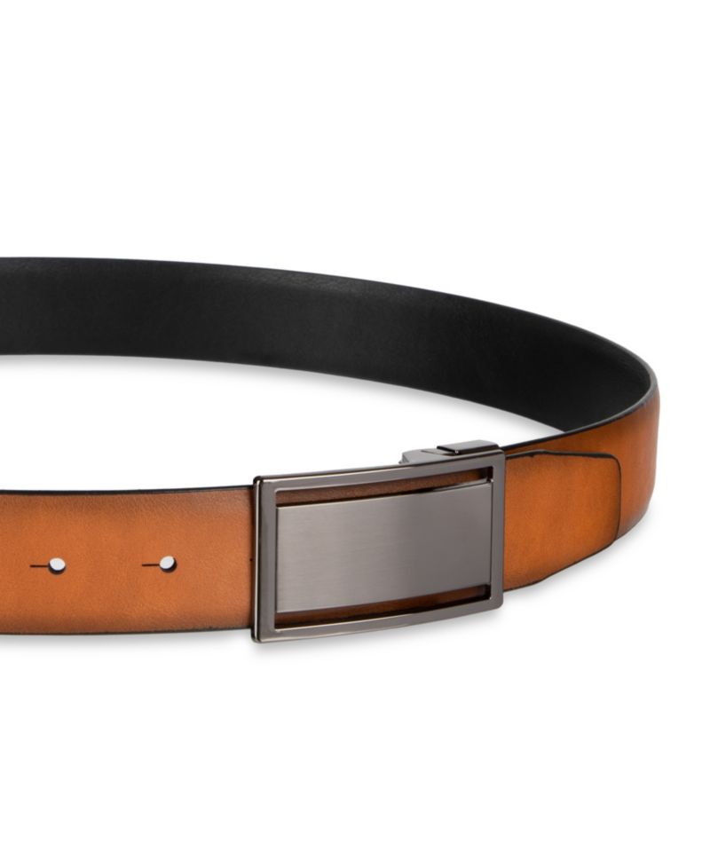 Мужской ремень с реверсивной бляшкой и кожаной пряжкой 2-В-1