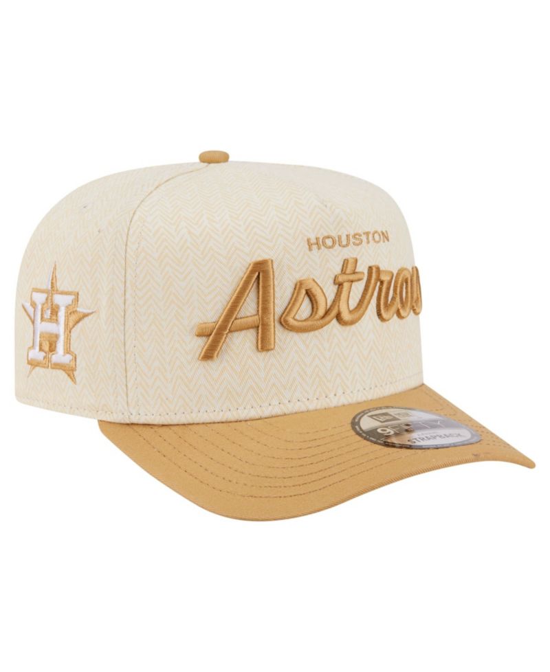 Men's Cream Houston Astros Herringbone 9FIFTY A-Frame Snapback Hat