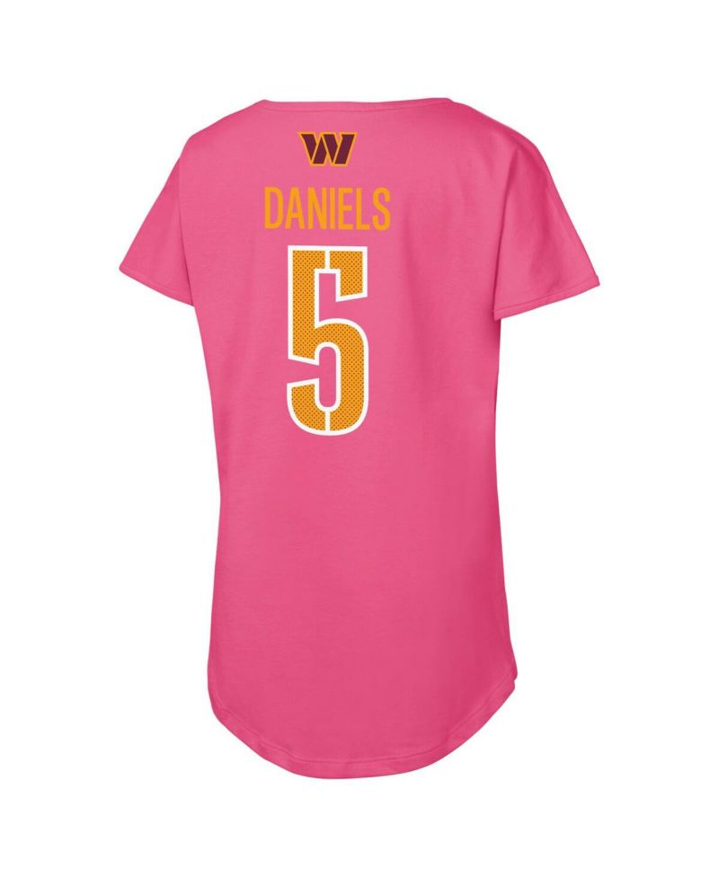 Big Girls Jayden Daniels Pink Washington Commanders Player Name & Number T-Shirt