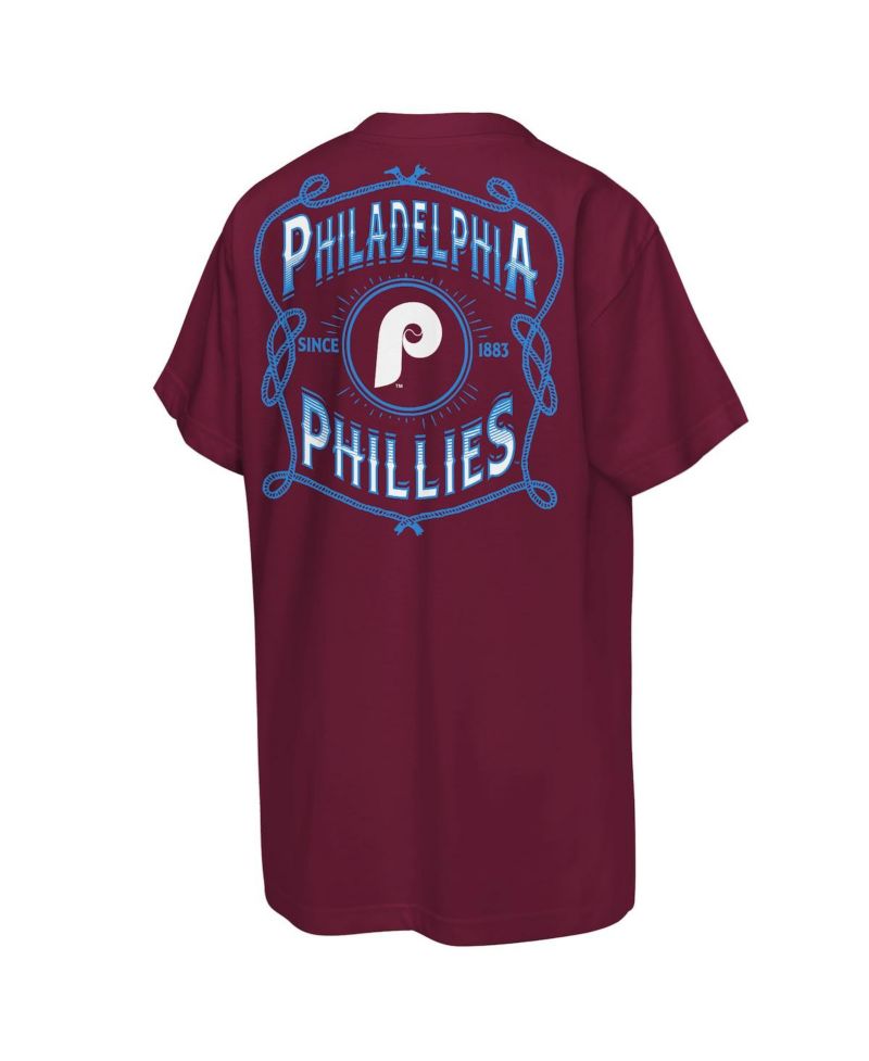 Big Boys and Girls Burgundy Philadelphia Phillies Cooperstown Rodeo Rope T-Shirt