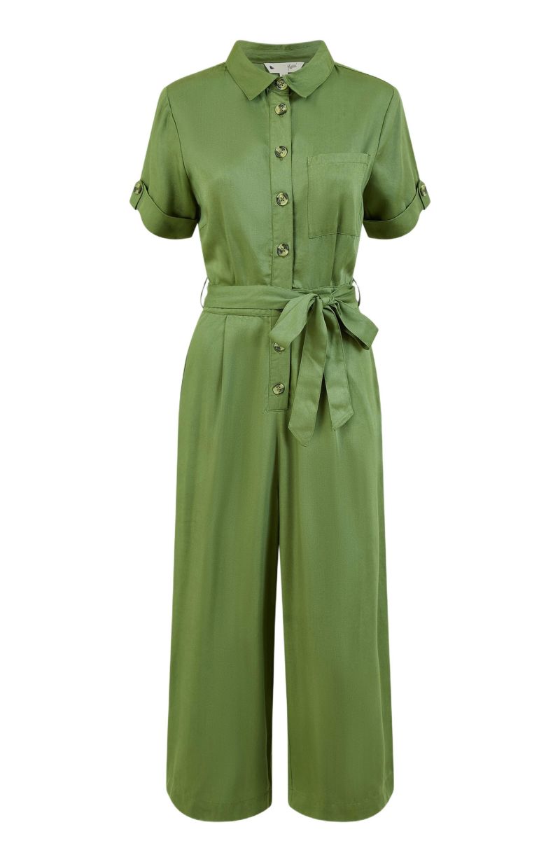 Women's Structured Belted Cropped Jumpsuit