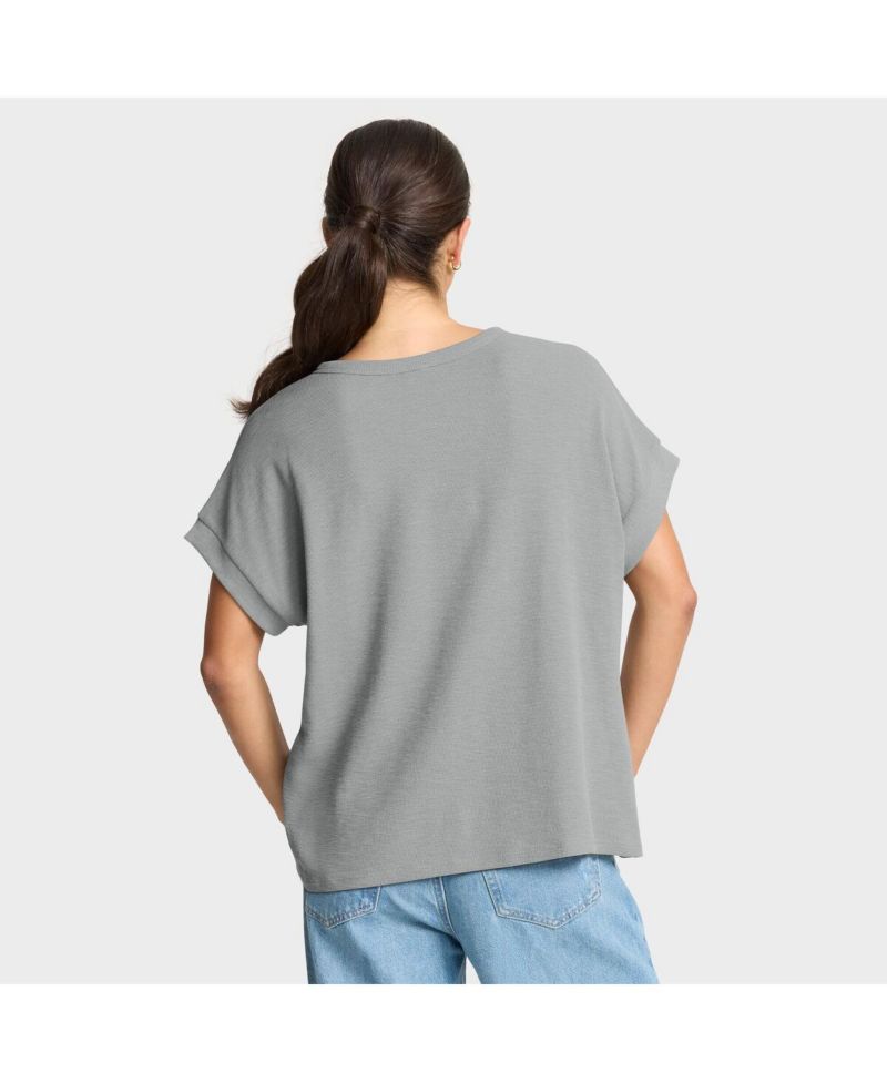 Women's Heather Gray Detroit Lions Oversized Hometown Premium Henley Shirt