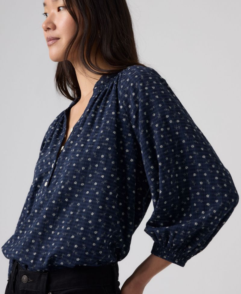 Plus Size V-Neck Chambray Relaxed-Fit Reverie Cotton Top