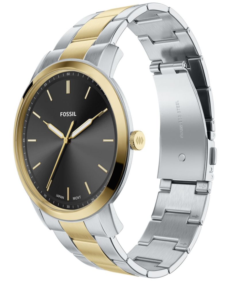 Men's Minimalist Three-Hand Two-Tone Stainless Steel Watch 44mm