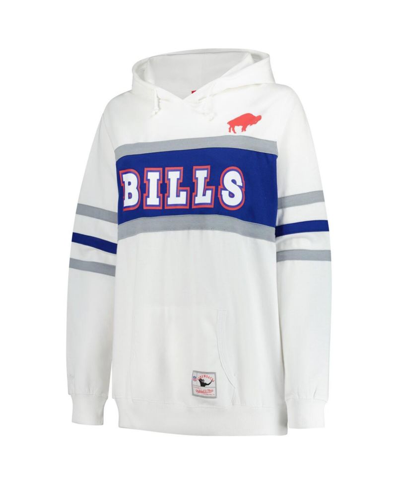 Women's White Buffalo Bills Plus Size Head Coach Throwback Pullover Hoodie