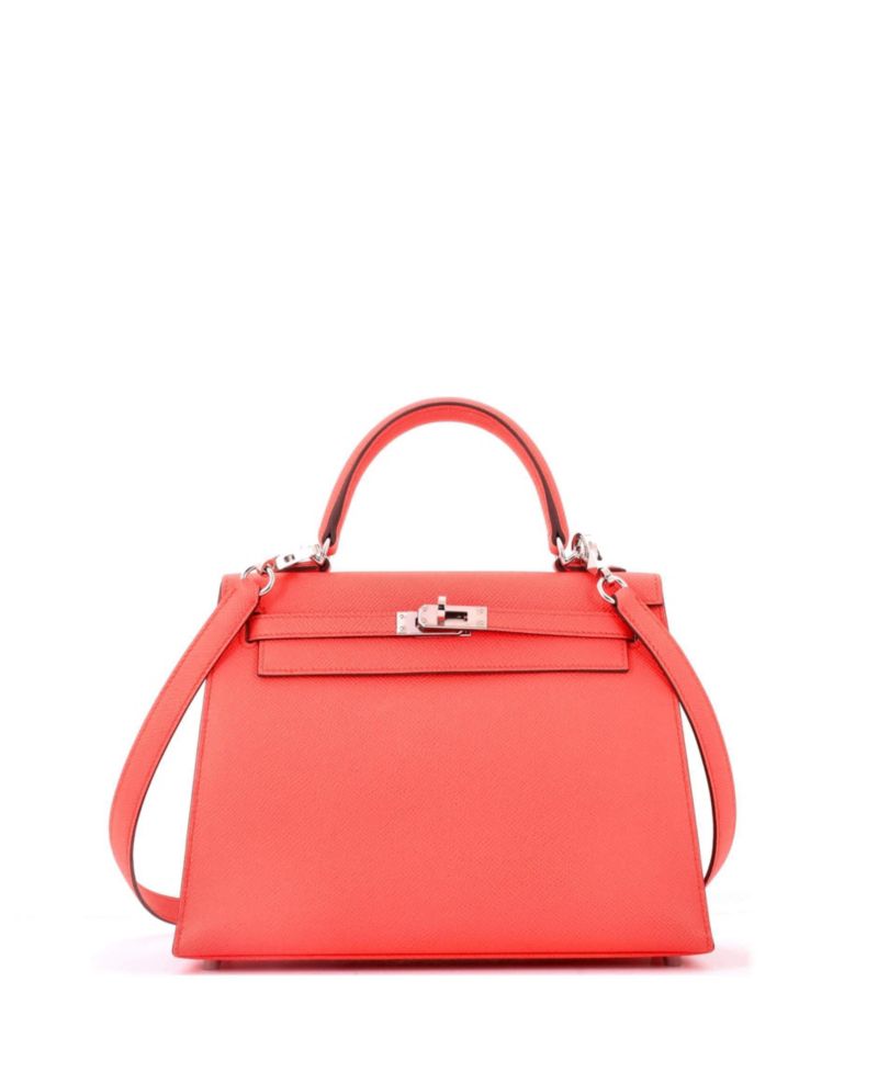 Pre-Owned Hermes Kelly 25 Handbag Pink Epsom with Palladium Hardware