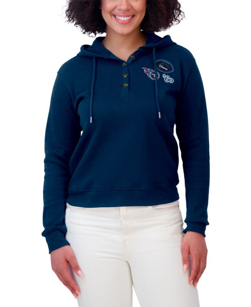 Women's Navy Tennessee Titans Waffle Pullover Hoodie