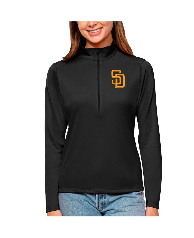 Women's Black San Diego Padres Tribute Quarter-Zip Pullover Top