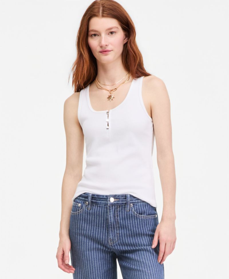 Women's Scoop-Neck Henley Tank Top