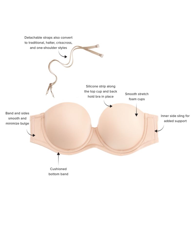 Red Carpet Full Figure Underwire Strapless Bra 854119, Up To I Cup