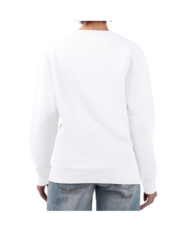 Women's White Detroit Lions Collage Graphic Fleece Pullover Sweatshirt