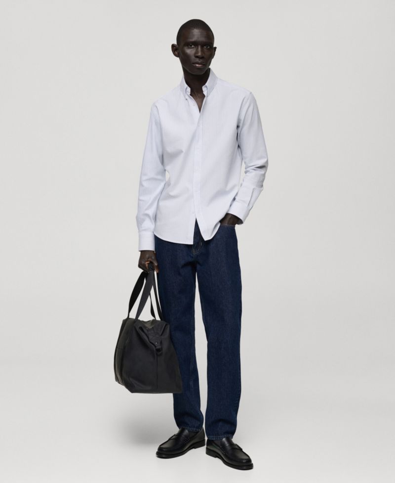 Men's Slim-Fit Kodak-Striped Cotton Shirt