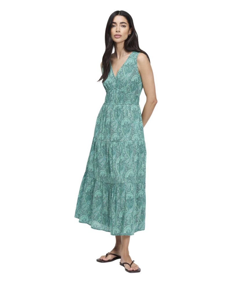 Women's Shannon Paisley Tiered V-Neck Midi Dress