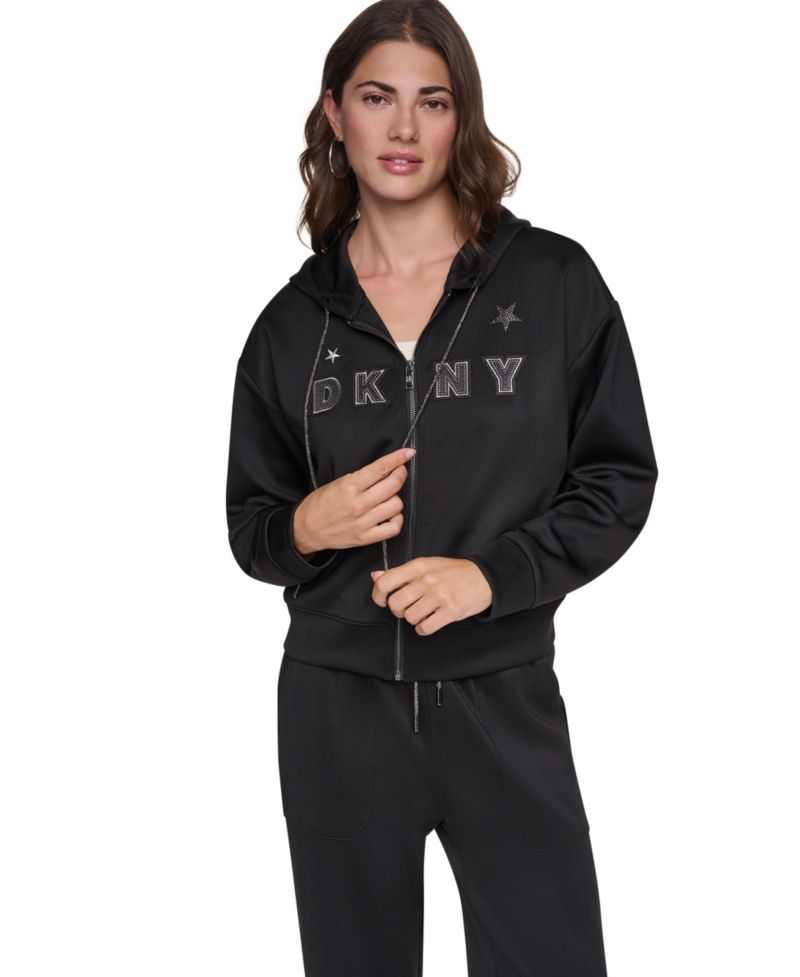 Women's Pins and Patches Full-Zip Hoodie Sweatshirt