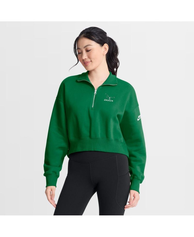 Women's Kelly Green Philadelphia Eagles Phoenix Fleece Quarter-Zip Sweatshirt