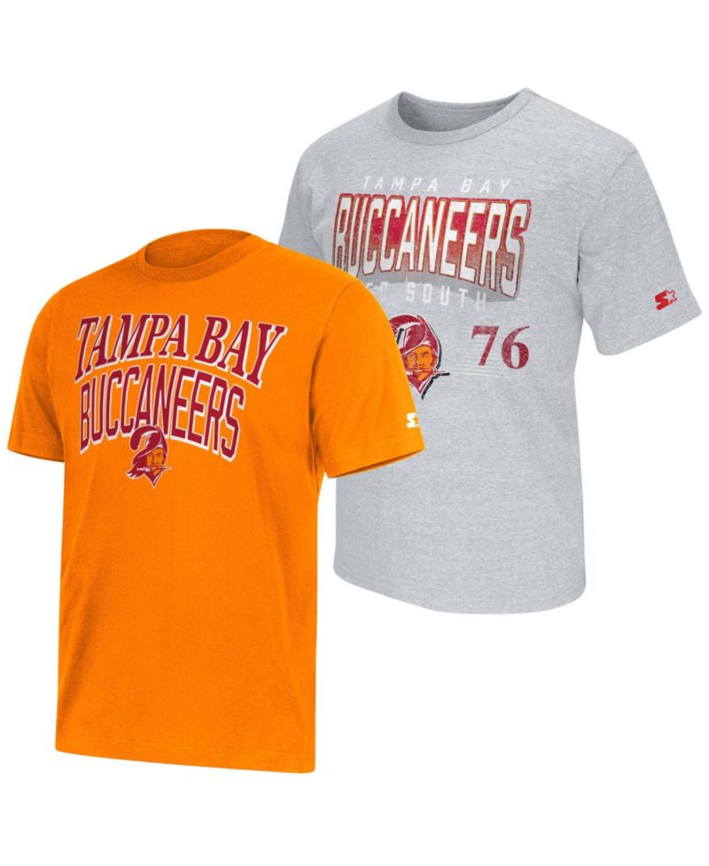 Men's Orange/Heather Gray Tampa Bay Buccaneers Two-Pack Throwback Logo T-Shirt Set