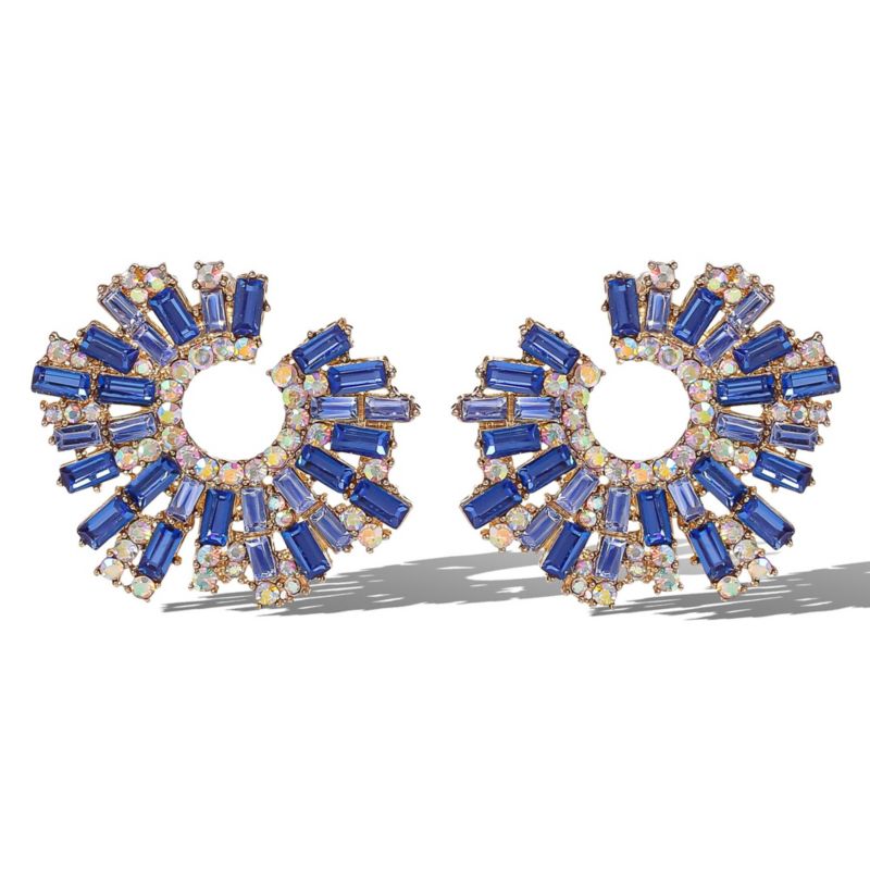 Royal Radiance Blue Crystal Burst Earrings