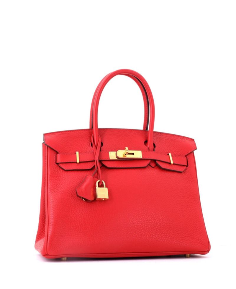Birkin 30 Handbag Red Clemence with Gold Hardware