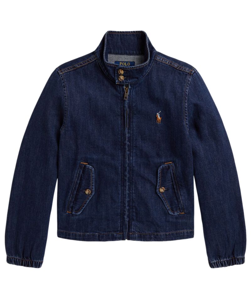 Girls' 7-16 Indigo Mock Neck Denim Jacket