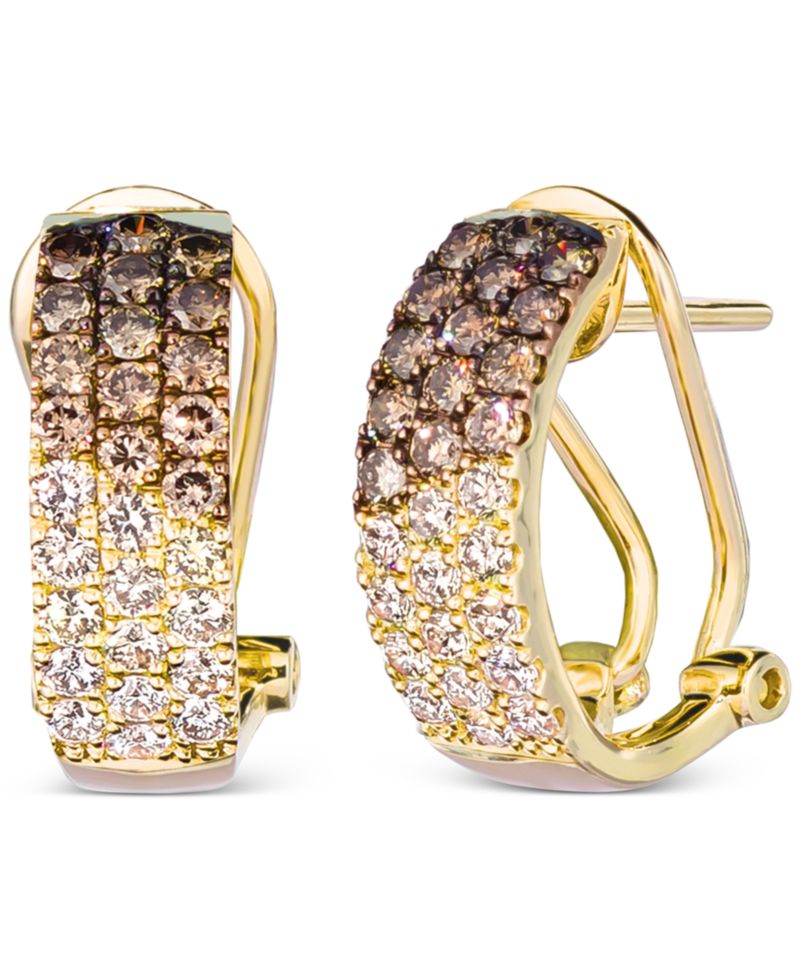 Ombr&eacute; Chocolate Diamond & Nude Diamond (1-1/4 ct. t.w.) Omega Hoop Earrings in 14k Rose Gold, White Gold or Yellow Gold